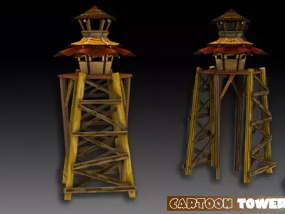 Cartoon Tower Pack Low-poly 3D model