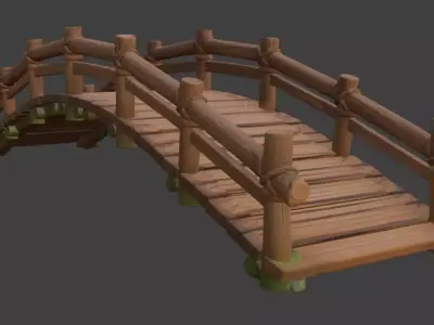 wooden bridge Park bridge Village bridge Forest bridge 3d model 3D model