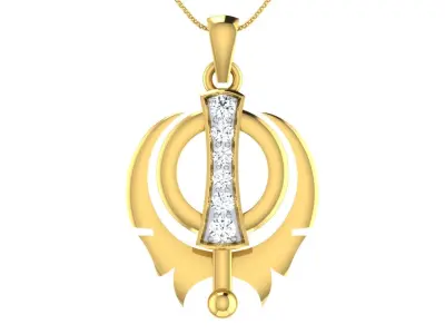 light weight yellow gold  diamond pendent -ZA PN 3181 3D print model