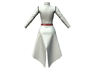 Female White Sci-Fi Jacket Long Coat Low-poly 3D model