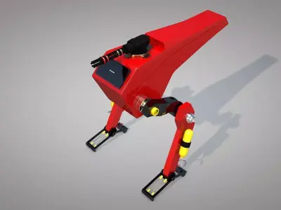 Science Fiction Two Leg Assault Mech Robot Drone 3D Model Low-poly 3D model