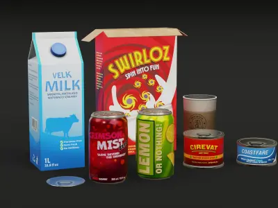 Urban Trash Props - Clean Dirty And Crushed Products Low-poly 3D model