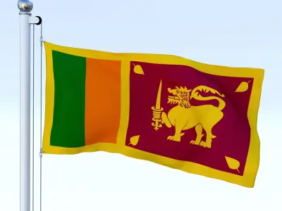 Animated Sri Lanka Flag Low-poly 3D model