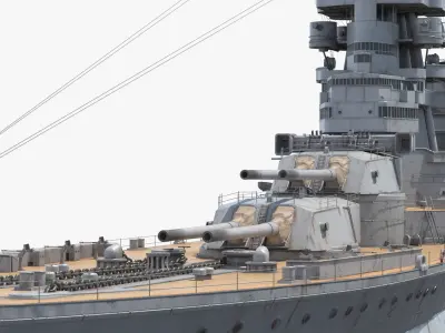 Weathered Naval Warship with Corrosion and Paint Damage Grey Used Rigged for Cinema 4D 3D model