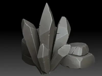 stylized rocks and crystals 3D model