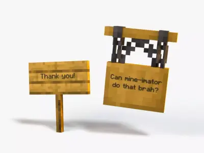 Minecraft Sign Rig Low-poly 3D model