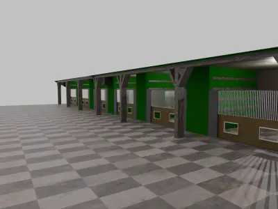 Horse Stable Low-poly 3D model