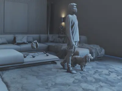 Cozy Realistic Living Room 3D model