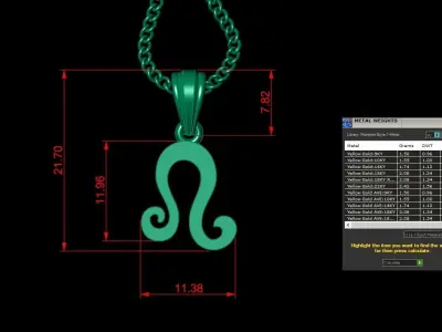 Leo Light Gold Pendant Version 5 3D print model