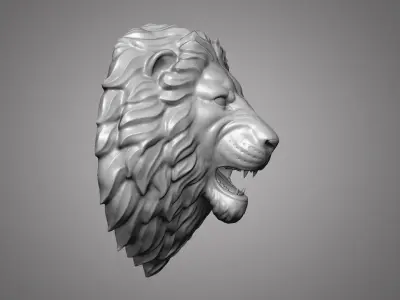 lion head sculpture 3D print model