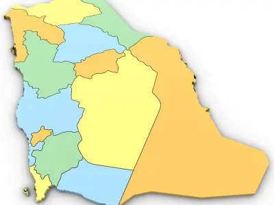 3D Political Map of Saudi Arabia 3D model