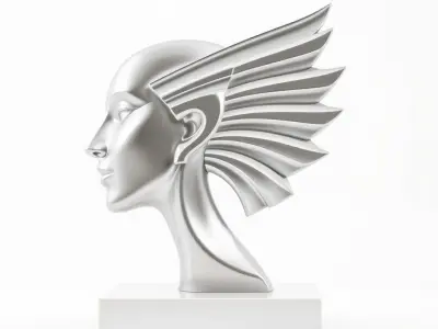 Winged Sculpture Head model pack for creative projects Low-poly 3D model