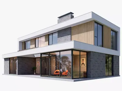  Modern Luxury 3D Villa Low-poly 3D model