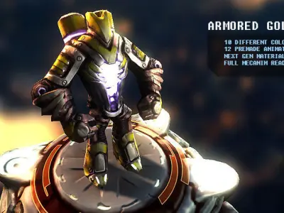 Armored Golem Low-poly 3D model