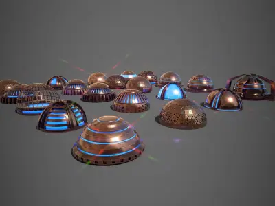 Sci-Fi Dome Collection Low-poly 3D model