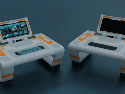 Sci-Fi Workspace - PBR - Game ready Low-poly 3D model