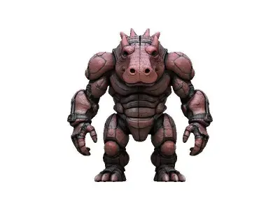 Hippotamus Cyborg Low-poly 3D model