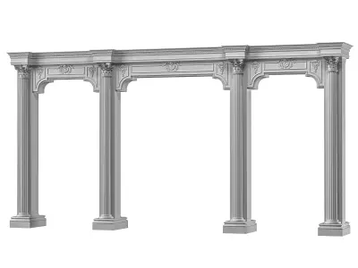 blk wood classcial decorative plaster art 006 3D model