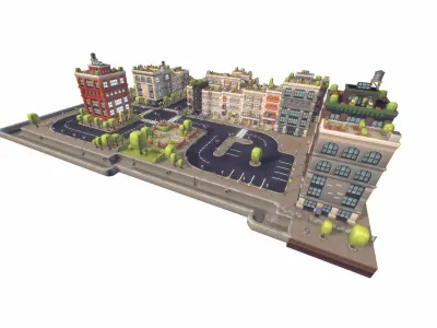 City Set - Proto Series Low-poly 3D model