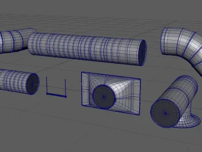PipeA high-poly model pipes and ducts 3D model