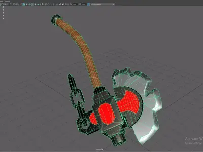 Glowing Fantasy Sci-Fi Hammer Weapon 3D Model Low-poly 3D model