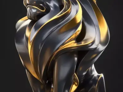 Luxury Golden Lion Sculpture Glossy Gold Animal Figure 3D Low-poly 3D model