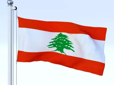Animated Lebanon Flag Low-poly 3D model