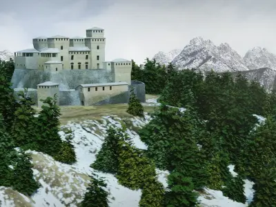Medieval Castle Torrearchi Low-poly 3D model