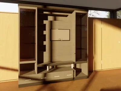 Modern Minimalist TV Wall -Functional TV Wall Design 3D model