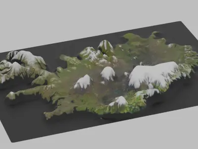 Iceland Map Country Low-poly 3D model