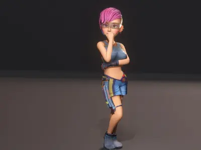 Gaming Girl Low-poly 3D model