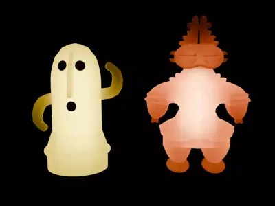 Indirect lighting of haniwa and Earth figurine 3D model