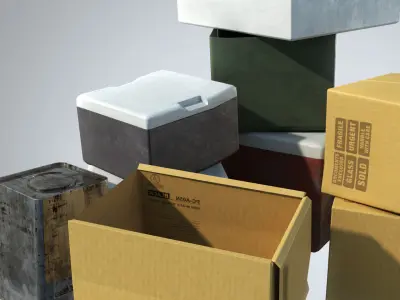 Stylized boxes 3D model