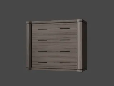 Furniture wardrobe with doors and drawers Free low-poly 3D model