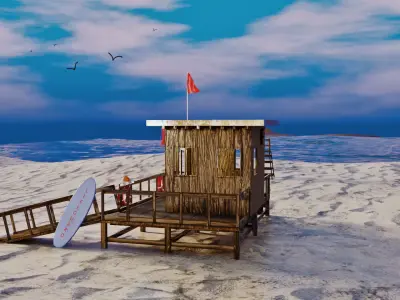 Lifeguard Cabin Low-poly 3D model