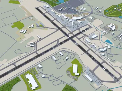Albany Airport 10km Low-poly 3D model
