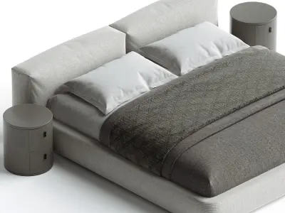 Amos Boucle White Contemporary Rectangular  3D model