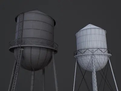 Water Tower Low-poly 3D model 19
