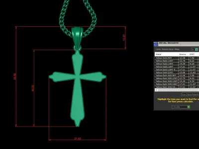 Light Gold 18K Cross Pendant 1CP003 3D print model
