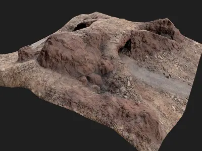 Rocky Cave and Road  Low-poly 3D model