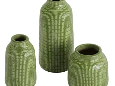 Three Green vases 3D model