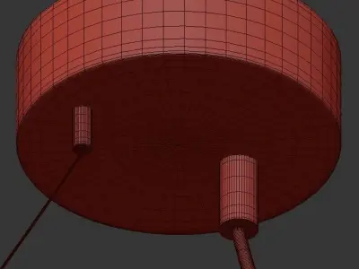 Sakura hanging lamp with wooden frame and glass globe 3D model