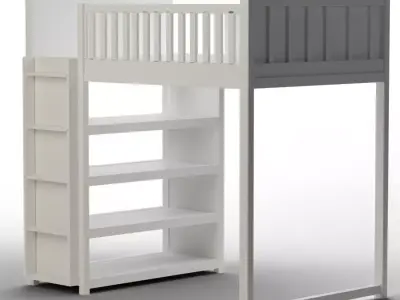 Camp Loft Full Simply White Bed Low-poly 3D model