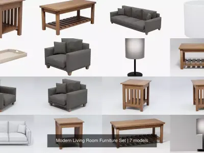 Modern Living Room Furniture Set 3D Model Pack