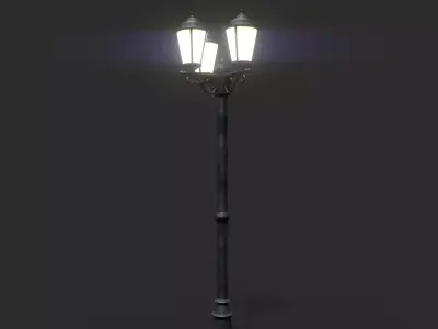 Triple Lamp Post 1 Low-poly 3D model