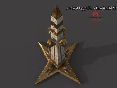  Ancient Egypt Lion Obelisk 3d Model 3D model