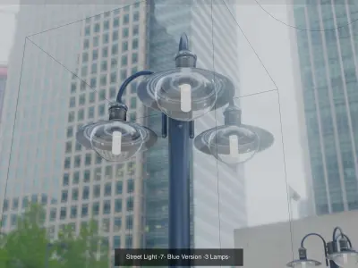 Street Light -7- Blue Version  3D Model Pack