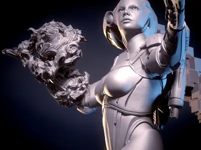 Mass Effect Fanart - Liara TSoni 3d print model Pose 3 3D print model