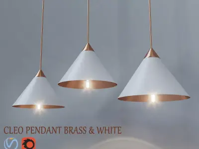 Cleo Pendant Brass  White 3D model
