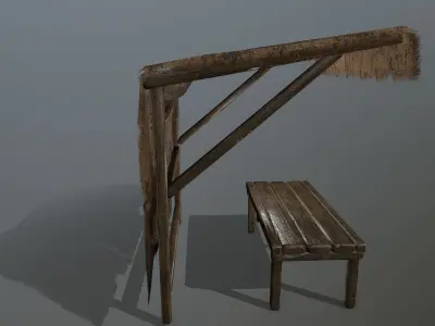 market  bench 1 Low-poly 3D model